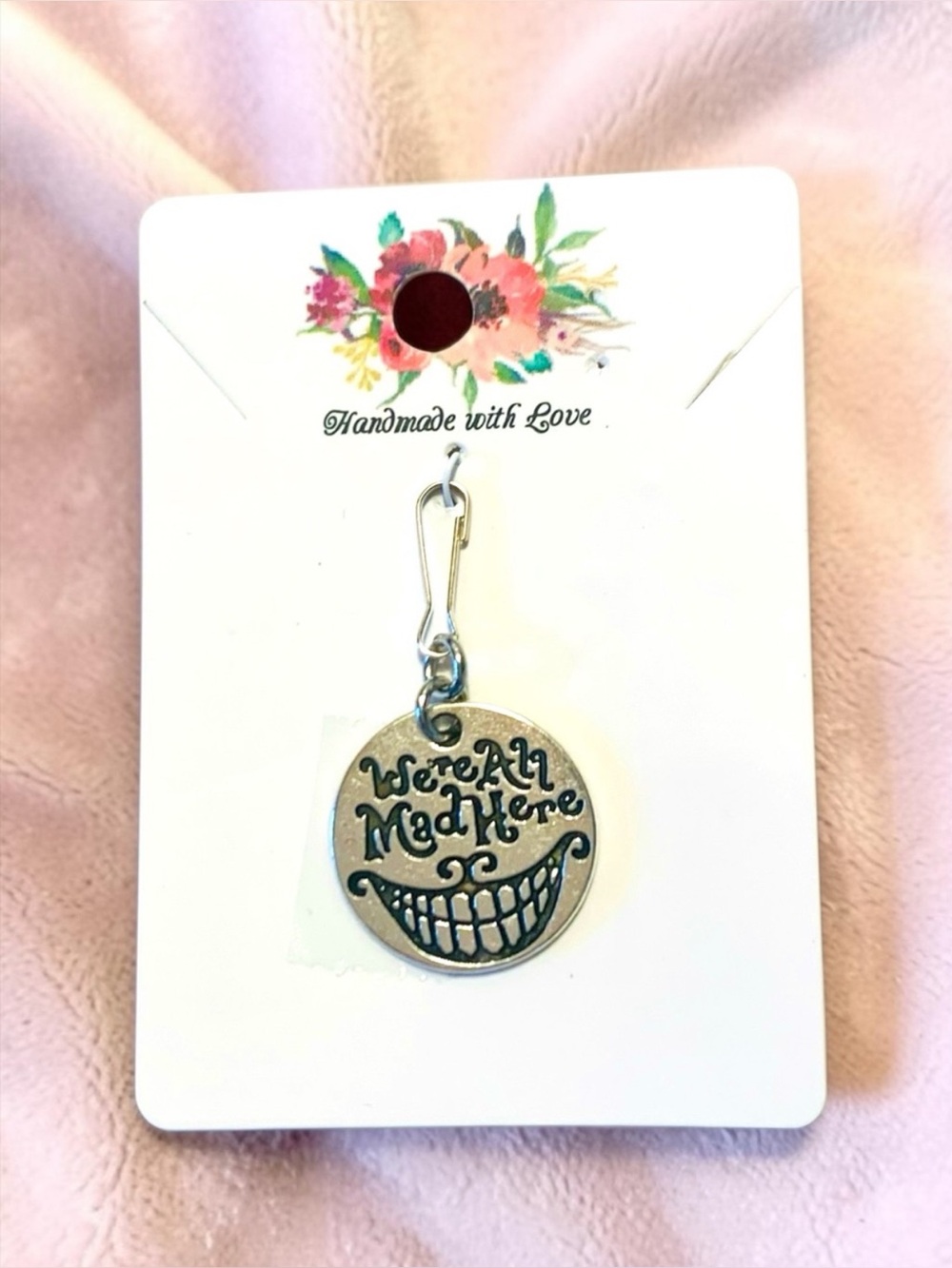 'We're All Mad Here' Charm backpack, bags, etc. Alice in Wonderland Silver - Picture 2 of 3
